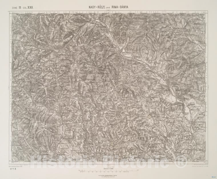 Historic 1910 Map - Nagy-Rocze Und Rimm-Banya (Ungarn). - Vintage Wall Art