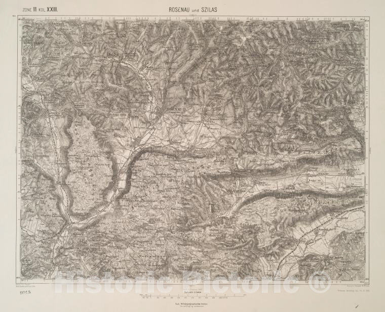 Historic 1910 Map - Rosenau Und Szilas. - Vintage Wall Art