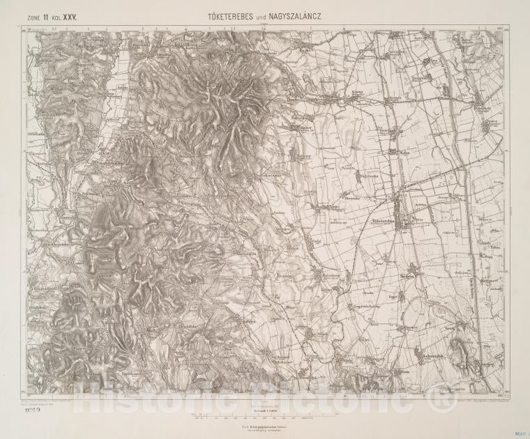 Historic 1910 Map - Toketerebes Und Nagyszalancz. - Vintage Wall Art