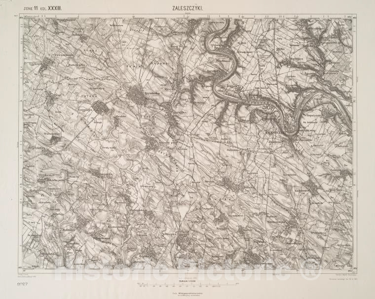 Historic 1911 Map - Zaleszczyki (Galizien). - Vintage Wall Art