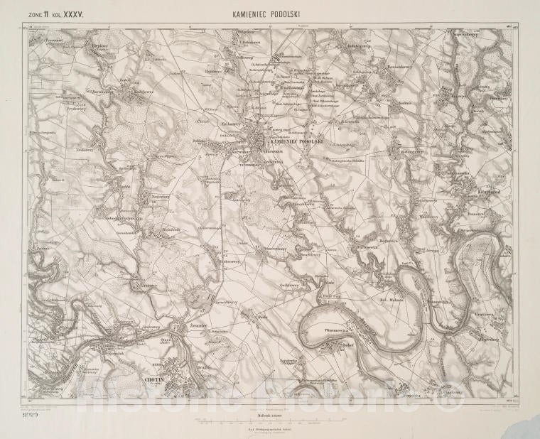 Historic 1911 Map - Kamieniec Podolski. - Vintage Wall Art
