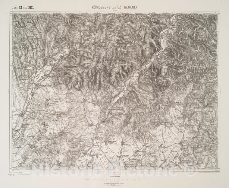 Historic 1894 Map - Konigsberg Und Szt. Beneder. - Vintage Wall Art