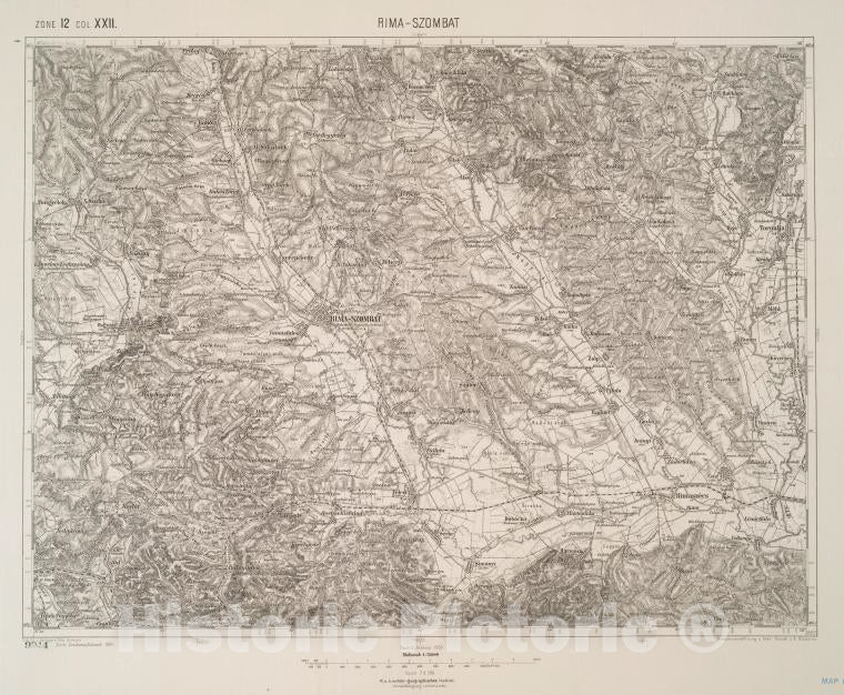 Historic 1894 Map - Rima-Szombat (Ungran). - Vintage Wall Art