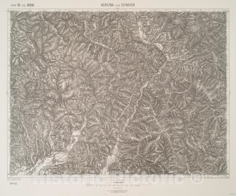 Historic 1894 Map - Berezna Und Szinever. - Vintage Wall Art