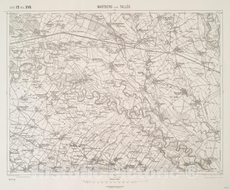 Historic 1912 Map - Wartberg Und Tallos (Ungarn). - Vintage Wall Art