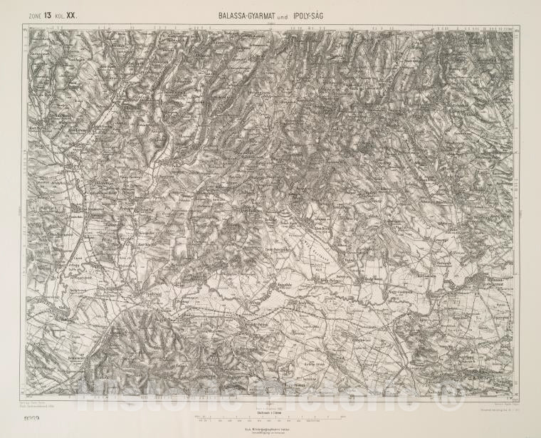 Historic 1910 Map - Balassa-Gyarmat Und Ipoly-Sag. - Vintage Wall Art