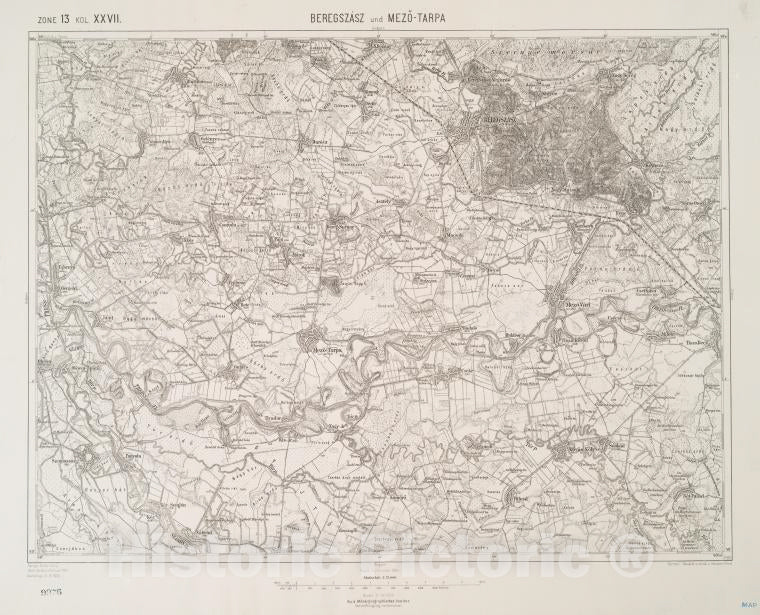 Historic 1909 Map - Beregszasz Und Mezo-Tarpa. - Vintage Wall Art