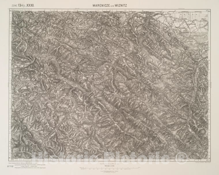 Historic 1912 Map - Marenicze Und Wiznitz. - Vintage Wall Art