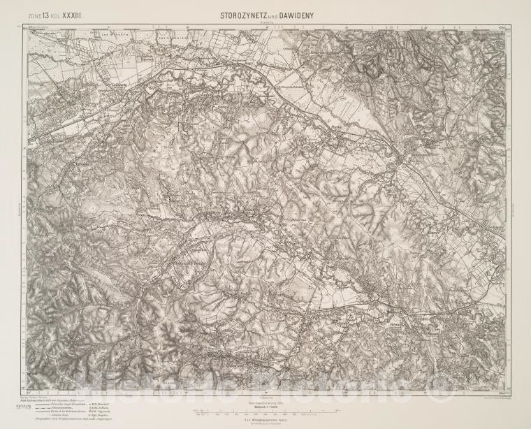 Historic 1912 Map - Storozynetz Und Dawideny. - Vintage Wall Art