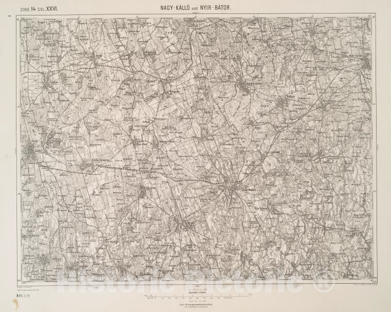 Historic 1909 Map - Nagy-Kallo Und Nyir-Bator. - Vintage Wall Art