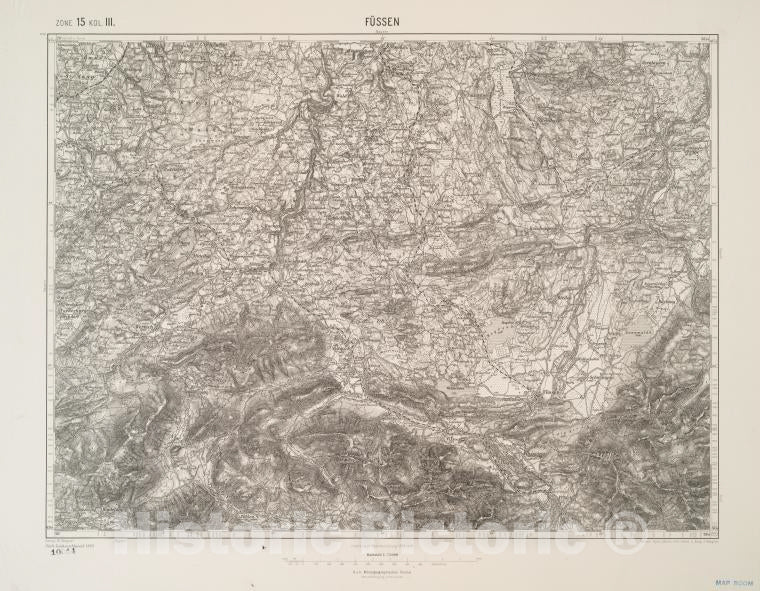 Historic 1905 Map - Fussen (Bayern). - Vintage Wall Art