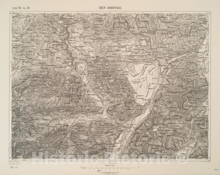 Historic 1900 Map - Ober Ammergau. - Vintage Wall Art