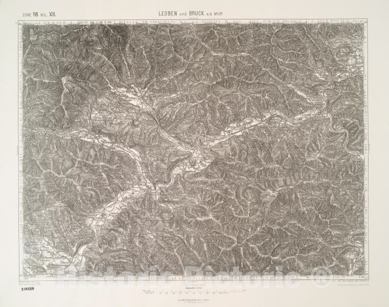 Historic 1910 Map - Leoben Und Bruck A.D. Mur. - Vintage Wall Art