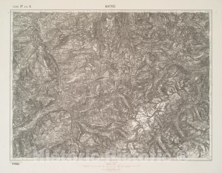 Historic 1910 Map - Matrei. Austro-Hungarian Monarchy. Militargeographisches Institut - Vintage Wall Art