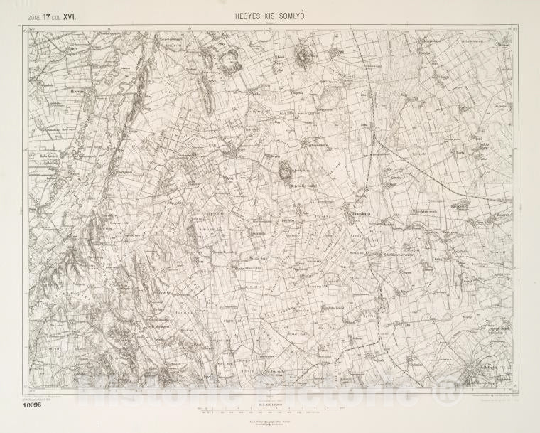Historic 1910 Map - Hegyes-Kis-Somlyo. - Vintage Wall Art