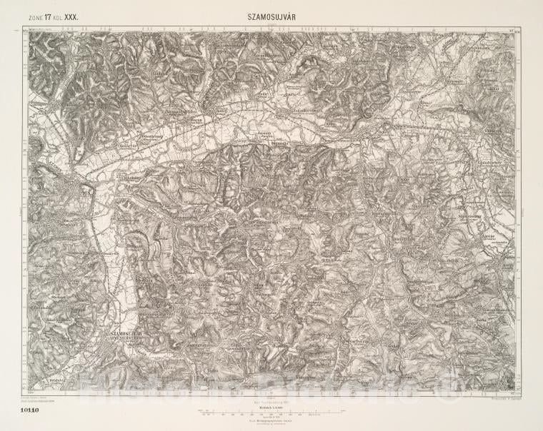 Historic 1904 Map - Szamosujvar. - Vintage Wall Art