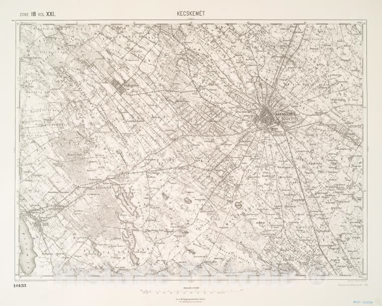 Historic 1912 Map - Kecskemet (Ungarn).- - Vintage Wall Art