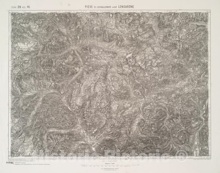 Historic 1912 Map - Pieve Di Livinallongo Und Longarone. - Vintage Wall Art