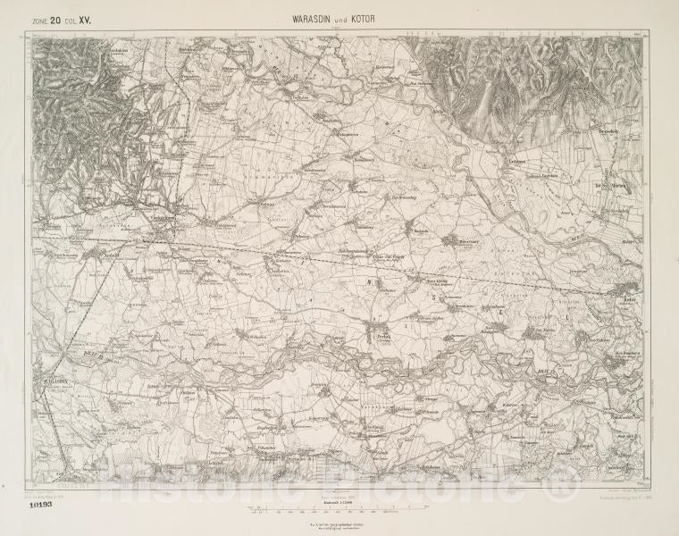 Historic 1910 Map - Warasdin Und Kotor. - Vintage Wall Art