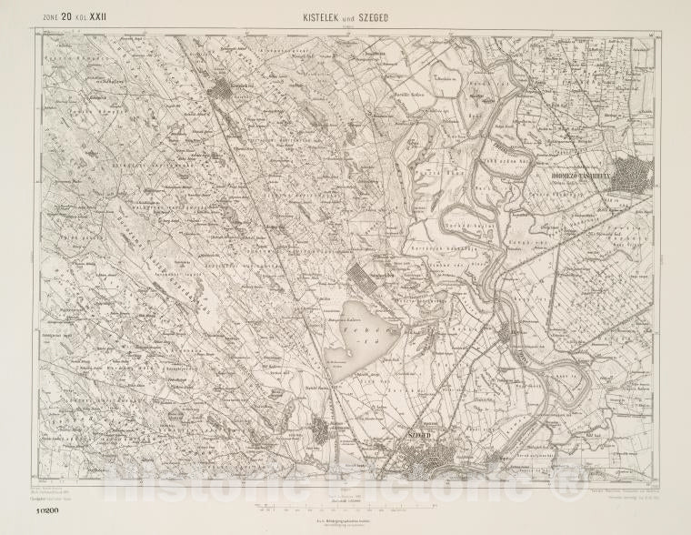 Historic 1912 Map - Kistelek Und Szeged. - Vintage Wall Art