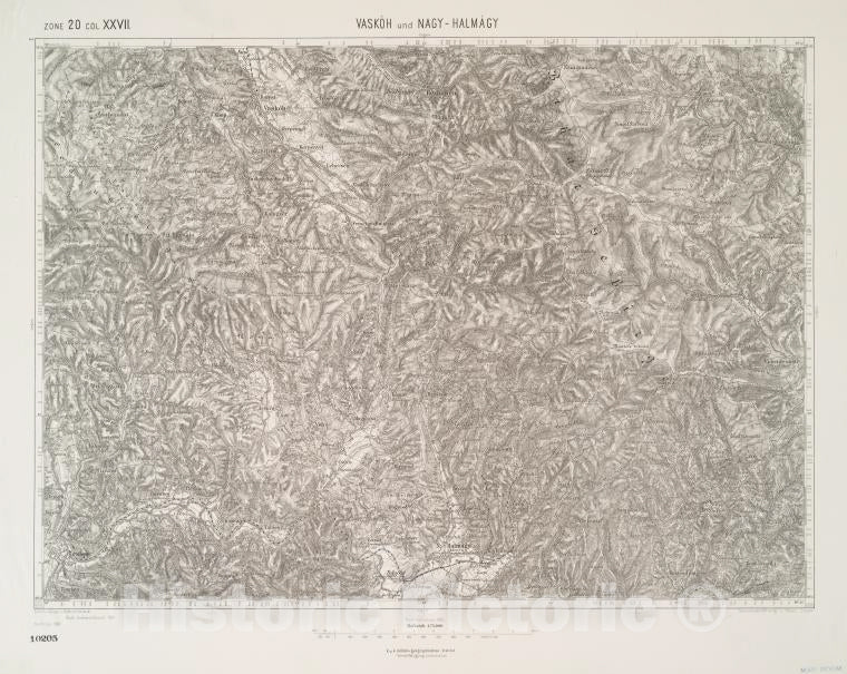 Historic 1894 Map - Vaskoh Und Nagy-Halmagy. - Vintage Wall Art