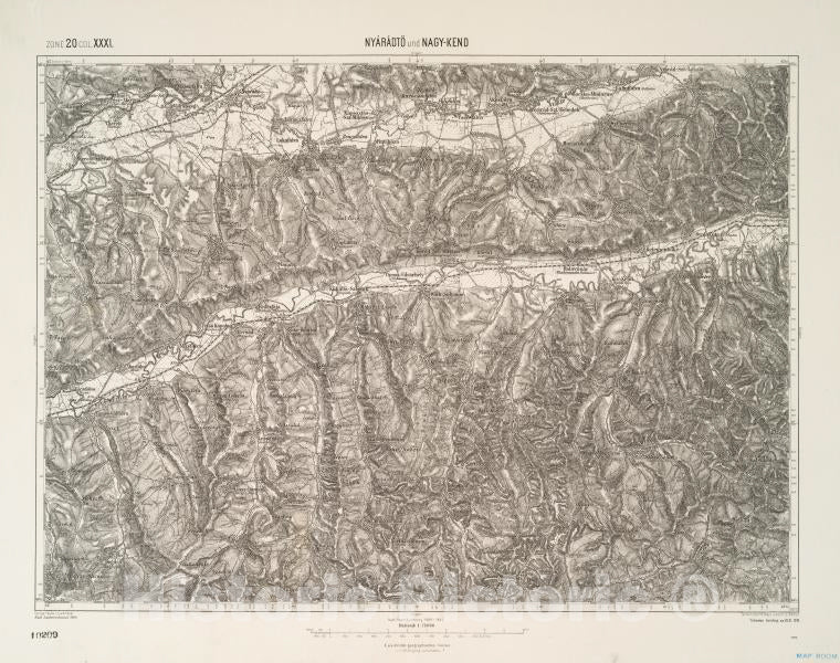 Historic 1910 Map - Nyaradto Und Nagy-Kend. - Vintage Wall Art