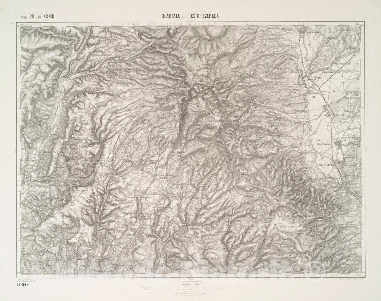 Historic 1899 Map - Olahfalu Und Csik-Szereda. - Vintage Wall Art