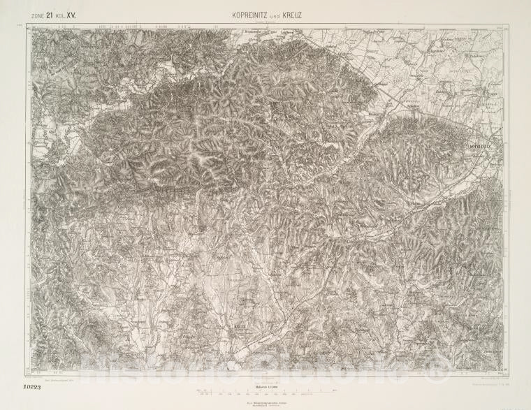 Historic 1911 Map - Kopreinitz Und Kreuz. - Vintage Wall Art