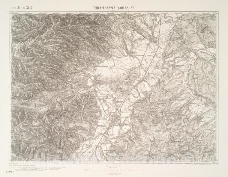 Historic 1912 Map - Gyulafeherva [Karlsburg]. - Vintage Wall Art