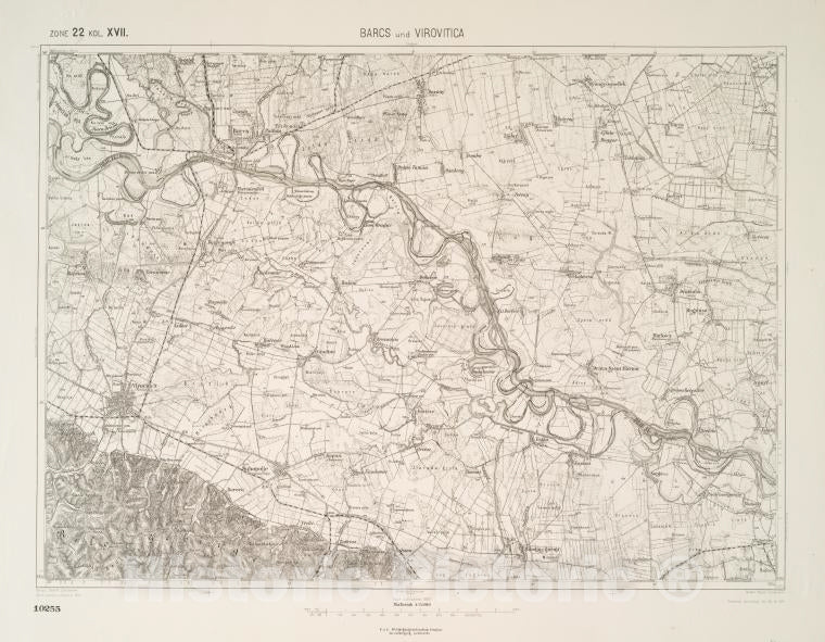 Historic 1911 Map - Barcs Und Virovitica. - Vintage Wall Art