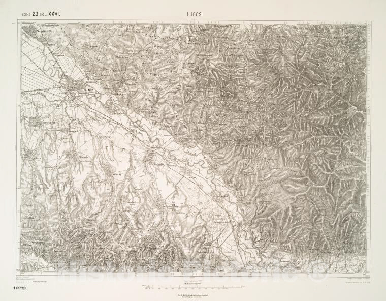 Historic 1912 Map - Lugos. Austro-Hungarian Monarchy. Militargeographisches Institut - Vintage Wall Art
