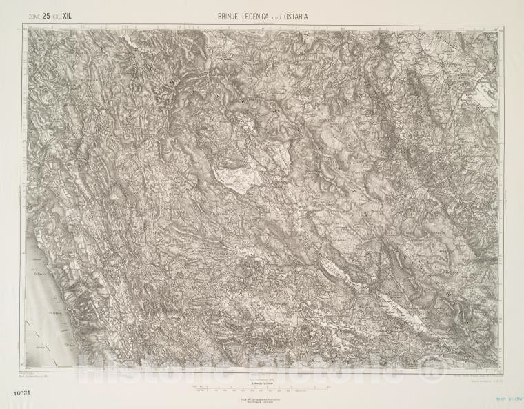 Historic 1911 Map - Brinje. Ledenica Und Ostaria. - Vintage Wall Art