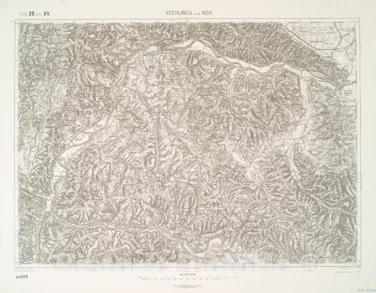 Historic 1910 Map - Kostajnica Und Novi. - Vintage Wall Art