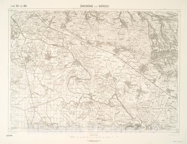 Historic 1910 Map - Sarengrad Und Batrovci. - Vintage Wall Art