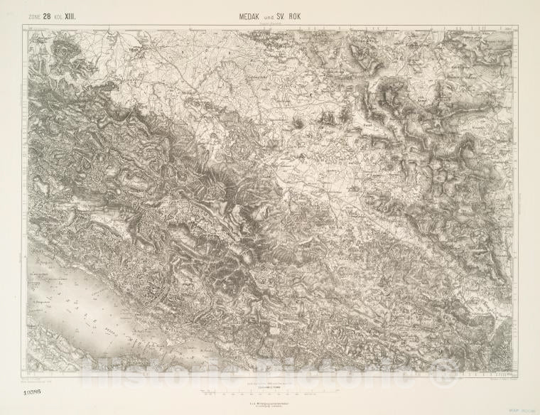 Historic 1911 Map - Medak Und Sv. Rok. - Vintage Wall Art