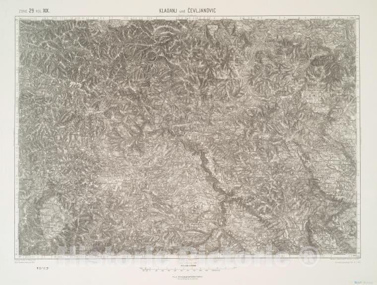 Historic 1912 Map - Kladanj Und Cevljanovic. - Vintage Wall Art