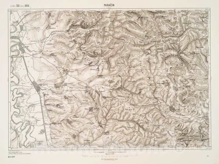 Historic 1900 Map - Paracin. Austro-Hungarian Monarchy. Militargeographisches Institut - Vintage Wall Art