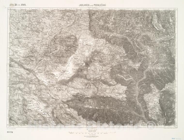 Historic 1908 Map - Jablanica Und Podklecani. - Vintage Wall Art