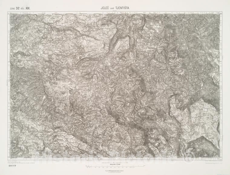 Historic 1912 Map - Jelec Und Tjentista. - Vintage Wall Art