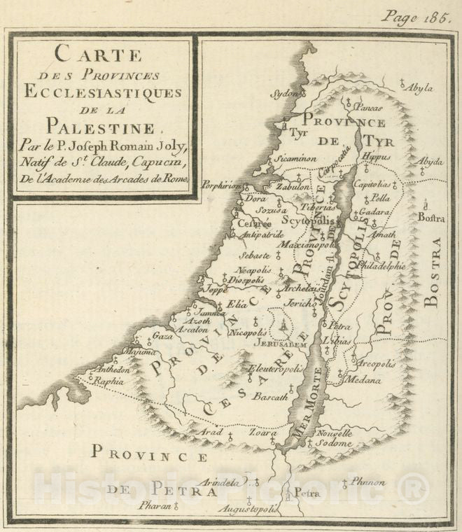 Historic 1784 Map - Carte Des Provinces Ecclesiastiques De La Palestine. - Palestine - Vintage Wall Art