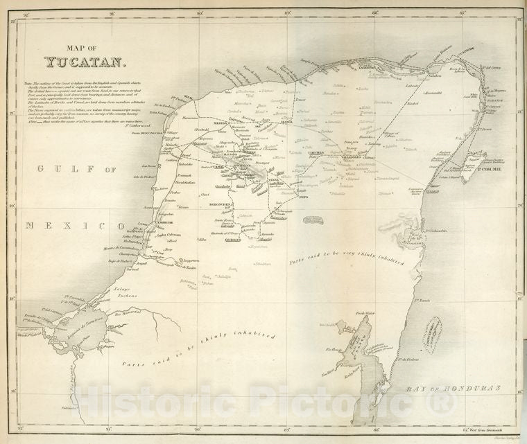 Historic 1843 Map - Map Of Yucatan. - Yucatan (Mexico : State) - Vintage Wall Art