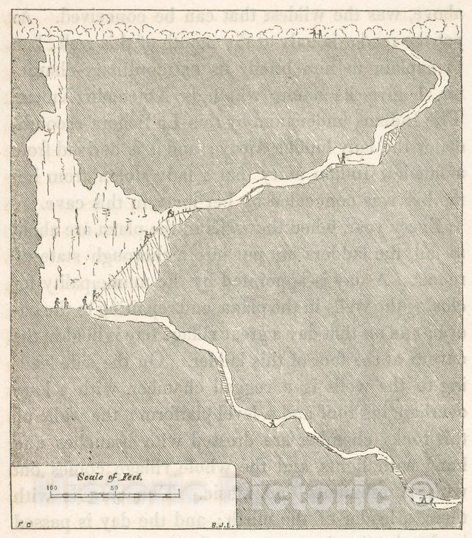 Historic 1843 Map - [Section Of The Cave.] - Yucatan (Mexico : State) - Vintage Wall Art