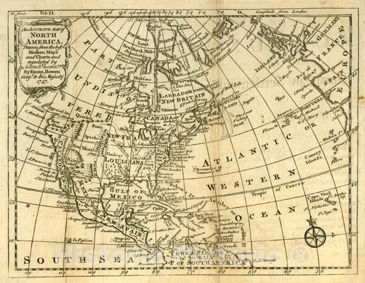 Historic 1757 Map - An Accurate Map Of North America : Drawn From The Best Modern Ma - America - North America - North America - Maps - Early Works To 1800 - Vintage Wall Art
