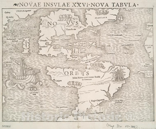 Historic 1545 Map - Novae Insvlae Xxvi Nova Tabvla. - Americamaps Of North And South America - Vintage Wall Art