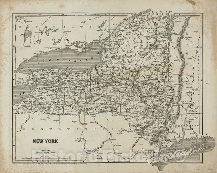 Historic 1842-[1845] Map - New York - United States - Vintage Wall Art