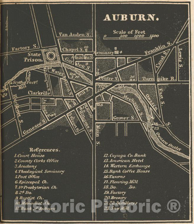 Historic 1838 Map - Auburn. - New York (State) - Auburn (N.Y.New York Atlas. - Vintage Wall Art