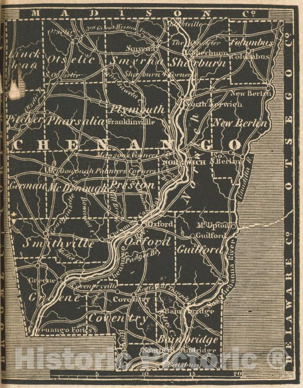Historic 1838 Map - Chenango County. - New York (Statenew York Atlas. - Vintage Wall Art