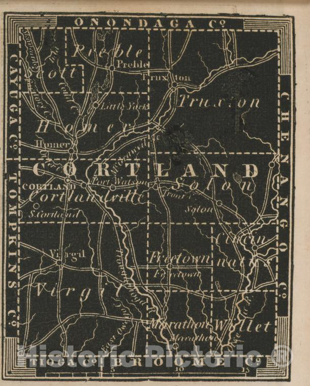 Historic 1838 Map - Cortland County. - New York (State) - Cortland County (N.Y.New York Atlas. - Vintage Wall Art
