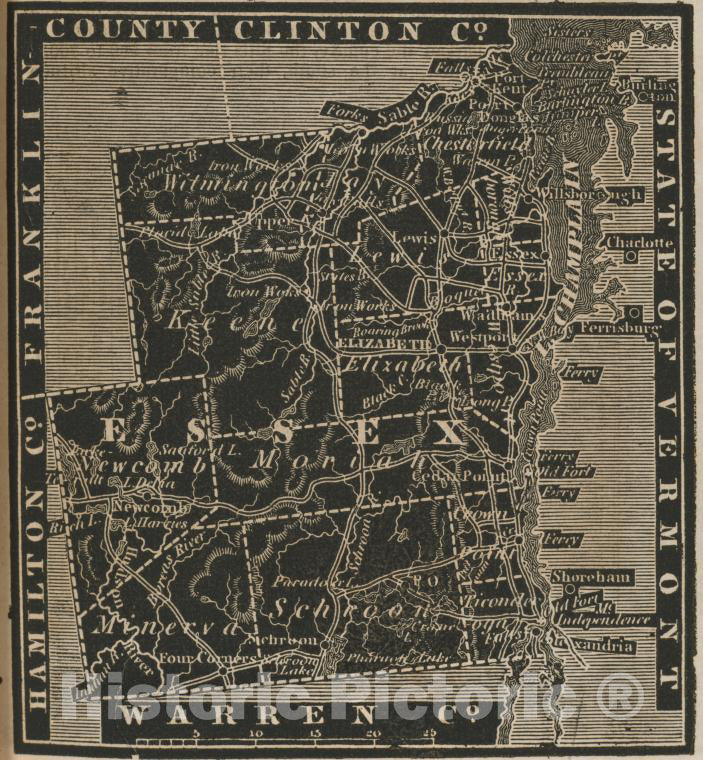 Historic 1838 Map - Essex County. - New York (State) - Essex County (N.Y.New York Atlas. - Vintage Wall Art