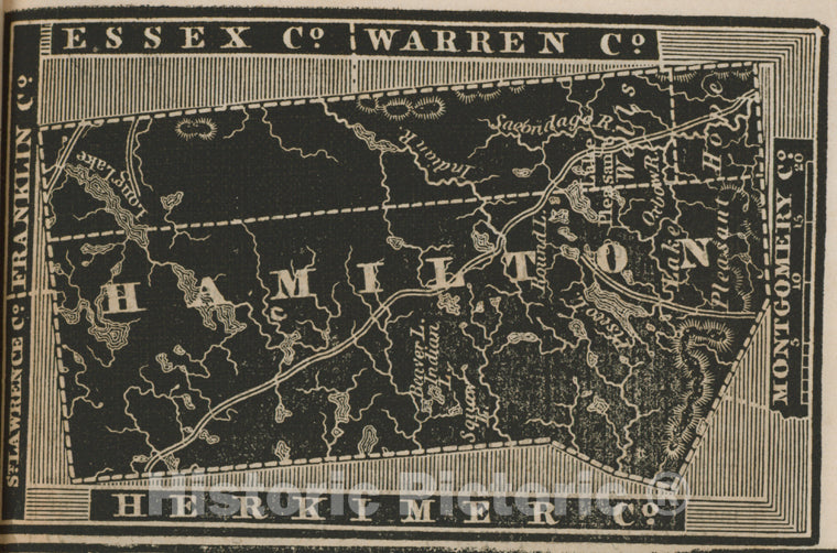 Historic 1838 Map - Hamilton County. - New York (State) - Hamilton County (N.Y.New York Atlas. - Vintage Wall Art